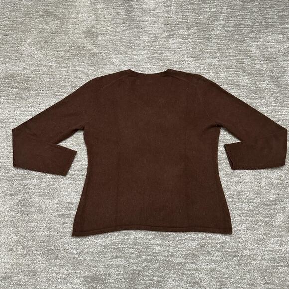 El Daws Cashmere Sweater Womens Large Brown 100% Cashmere V Neck Pullover - Picture 5 of 10